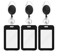 3-Pack ID Badge Holders with Retractable Keychains, Retractable Badge Reels, Waterproof Double-Sided Card Protector for Office, School, ID, Credit Cards, Driver’s Licenses, and Passes (Vertical)