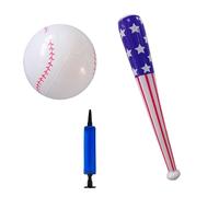 3-Pack Inflatable Baseball Bat with American Flag + Inflatable Baseball + Pump PVC Costume Cosplay Props Gift Halloween