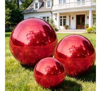 3 Pack Inflatable Mirror Ball Set with Pump - Large Shiny Mirror Balls for Home Party, Wedding, Birthday, Stage, Mall & Large Event (Red, 3-Pack with pump)