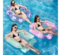 3 Pack Inflatable Pool Float Hammock, 48x48 Inches, Tropical Design, Pink Blue Green for Adults and Kids Floating