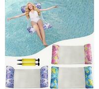 3 Pack Inflatable Pool Floats for Adults & Kids Pool Hammock, Water Hammock, Floating Chair & Lounger, Multi-Purpose Pool Raft with Cool Mesh, 2 Air Pumps Summer Pool Toys for Beach, Swimming Pools