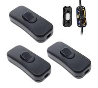 3-Pack Inline Lamp Cord Switches - Black Inline On/Off Toggle Switch for Table Lamps, DIY Lighting Projects, Replacement Electrical Cord Switch - Compact, Easy-Wire Design