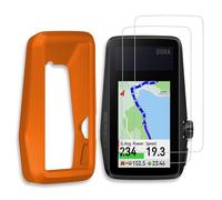 [3-Pack] INNOSURE Silicone Case (Orange) x1, HD Clear Tempered Glass Screen Protector x2, for Coros Dura Solar GPS Bike Computer Anti-Drop, Anti-Slip, Anti Scratch/Fingerprint, Durable