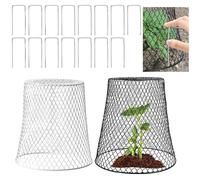 3-Pack Iron Wire Plant Protective Cage for Vegetables & Fruits - 23x23cm Reusable Garden Crop Cover with U-Shaped Nails, Black/White - Outdoor Pe(Black)