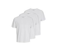 JACK & JONES Mens Tshirt Multipack Cotton Short Sleeve Crew Neck Tee Top for Men - Pack of 3 - White - S