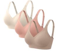 3 Pack Jelly Bras for Women UK Wireless Push Up Bras Seamless Non Wired Jelly Bra Plunge Bralette Comfort Adjustable Straps Comfort Push Up Support Everyday Tshirt Bra