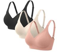 3 Pack Jelly Bras for Women UK Wireless Seamless Full Coverage Adjustable Straps Plus Size Bra Comfort Push Up Support Everyday Bralette Comfortable Bras for Older Ladies
