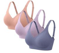 3 Pack Jelly Bras for Women UK Wireless Seamless Full Coverage Adjustable Straps T Shirt Bra Comfort Push Up Support Everyday Bralette (3 Pcs 12, XL)