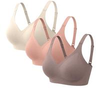 3 Pack Jelly Bras for Women UK Wireless Seamless Full Coverage Adjustable Straps T Shirt Bra Comfort Push Up Support Everyday Bralette(3 pcs 02, M)
