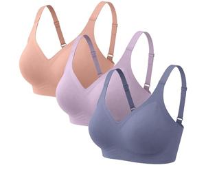 3 Pack Jelly Bras for Women UK Wireless Seamless Full Coverage Adjustable Straps T Shirt Bra Comfort Push Up Support Everyday Bralette (3 Pcs 12, XL)