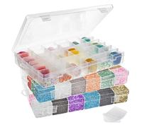 3 Pack Jewellery Organiser Box for Earrings, Clear Plastic Bead Storage Containers for Crafts (36 Compartments)