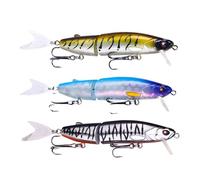 3-Pack Jointed Swimbaits for Bass, Realistic Multi-Section Glide Baits, Soft Tail Fishing Lures, 4.72 in/12 cm, with Hooks, ABS Hard Bait Fishing Lures