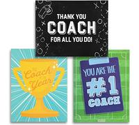3 Pack Jumbo A4 Thank You Coach Cards and Envelopes, Football Coach Gifts, 3 Designs