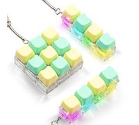 3 Pack Keyboard Fidget Keychain, Light Up Clicky Keyboard Fidget Stress Relief Clicker, Cute Cat Button Keyboard Sensory Fidget Clicker Toy for Adults Anxiety Relief & Boost Focus Gift (Yellow Green)