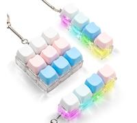 3 Pack Keyboard Fidget Keychain, Light Up Clicky Keyboard Fidget Stress Relief Clicker, Cute Cat Button Keyboard Sensory Fidget Clicker Toy for Adults Anxiety Relief & Boost Focus Gift (Blue Pink)