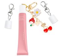 3 Pack Keychain Cap Compatible with Summer Fridays 0.5 oz Lip Balm, Portable Holder Cherry & Strawberries Charm Keychain Cap for Lip Balm