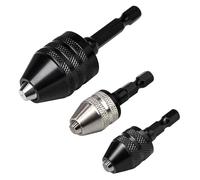 3 Pack Keyless Drill Chuck Adapters, 1/4 in Hex Shank, 0.3-8mm
