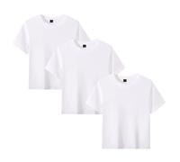 3-Pack Kid's 210GSM Cotton Crew Neck T-Shirt - Unisex Boys & Girls Casual Tops, Soft Basic Set for Breathable School & Play Everyday Wear White 11-12 Years