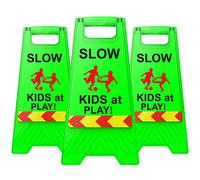 Children at Play Safety Signs, 3 Pack Kids at Play Signs with Reflective Tape, DoubleSided Text and Graphics Easier to Identify, Kids at Play and Slow Down Signs for Street Neighborhoods Schools