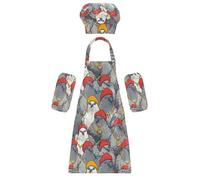 3 Pack Kids Kitchen Set Waterproof Cartoon Cool Pigeon Gangster Kids Aprons with Pockets for Toddlers 3-12 Years Old