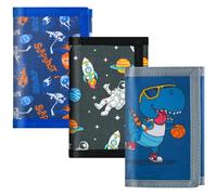 3 Pack Kids' Mini Trifold Coin Purse with RFID Blocking & Zipper, Canvas Outdoor Sports Wallets with Magic Sticker, Apricot, 3 Packs