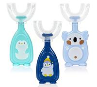 3 Pack Kids U-Shaped Toothbrush, Food Grade Soft Silicone Brush Head, 360° Whole Mouth Manual Training Tooth Brush for Toddlers and Children 2-6 Years Old