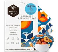 3 Pack Kitchen Starter Set by Honeybee Wrap | Organic Cotton Wraps Infused with Local Beeswax