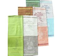 3-Pack KRACHT Herb Kitchen Towels Set Half Linen Sage Basil Print, 50x70cm