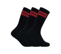 HUGO Men's 3 Pack Label Quarter Socks, Black