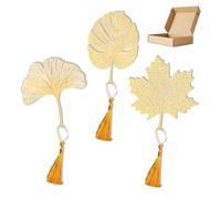 3-Pack Labels, Tassel Labels, Classic Leaf Labels, Metal Labels, Suitable for Female Readers, Teachers and Students Birthday Farewell Gifts