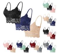 3-Pack Lace Bra for Women, Wireless Support Bras Full Coverage Bra Sexy Push Up Bras Ladies Everyday Underwear Soft Cup Bralettes Stretch Straps Comfort Underwear Breathable Zero Feel Bralette