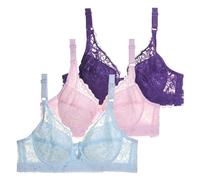3 Pack Lace Bras for Women Push Up Bra with Underwire Adjustable Straps Support Ultra Thin Ladies Bras Soft Breathable Underwear Full Coverage Women's Everyday Bras Plus Size Women Sports Bras