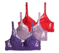 3 Pack Lace Bras for Women Push Up Bra with Underwire Adjustable Straps Support Ultra Thin Ladies Bras Soft Breathable Underwear Full Coverage Women's Everyday Bras Plus Size Women Sports Bras
