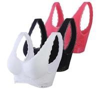 3 Pack Lace Bras for Women Wireless Lace Bra Full Coverage-Adjustable Front Cross Side Buckle Bras Seamless Comfy Wide Straps Underwear Plus Size for Leisure Yoga Supportive Sports Bra Sky Blue