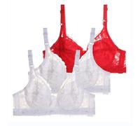 3 Pack Lace Bras for Women Women's Everyday Bras Plus Size Adjustable-Straps Support Ultra Thin Ladies Bras Soft Breathable Underwear Full Coverage Push Up Bra with Underwire Women Sports Bras