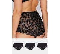 Yours 3 Pack Curve Lace Full Briefs - Women's - Plus Size Curve Black