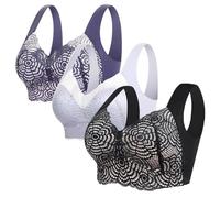 3 Pack Ladies Bras Non Wired Full Support Plus Size - Women's Everyday Bras Ladies Non Wired Brassiere Push Up Underwear Full Coverage Bralette Comfortable Soft Breathable Bras Seamless Bralettes