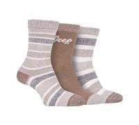 Jeep - 3 Pairs Ladies Performance Polyester Heavy Duty Cushioned Hiking Boot Socks (4-8, Tan/Cream/Coffee)