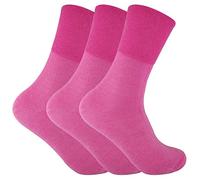 3 Pack Ladies Thin Wide Top Non Elastic Thermal Diabetic Socks for Poor Circulation (4-8 UK, THRDIAL06 Pink)