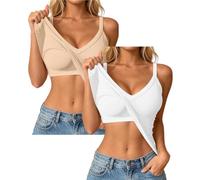3 Pack Ladies Vest Top with Built in Padded Bra 2 in 1 Camisole Adjustable Straps V Neck Stretch Tank Top Yoga Pilates Gym Fitness Summer Casual Sleepwear Soft Lightweight Everyday Comfort Fit