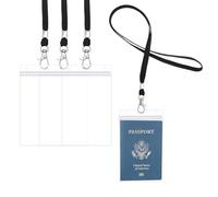 3 Pack Lanyard With Extra Large Passport Holder and ID Badge PVC Card Holder, Clear Cover Sleeve for Cruise Credit Card Plane Ticket
