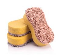 3 Pack Large Car Wash Sponges, Scratch-Free Long-Pile Microfibre Cleaning Sponges, High Foam Absorbent Wash Pads for Cars, Vans, Motorhomes, Boats & Household Cleaning
