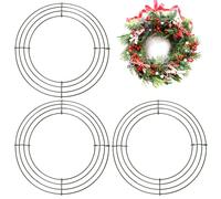 3 Pack Large Christmas Wire Wreath Ring, 10 inch Metal Wire Wreath Frame, Crafting Wreath Base, Thanksgiving & Halloween Wedding Xmas Wreath Making Supplies