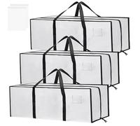 3 Pack Large Clothes Storage Boxes with Lids, 120L Transparent Storage Bags Moving Bags Storage Organiser Packing Blanket Boxes for Moving House Clothes Bedding Duvet Blanket & Toys