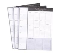 3-Pack Large Magnetic Shopping List Pad for Fridge with Checklist, Grocery Store Magnet Notepads for Weekly Meal Planner with 52 Sheets Each, Brown/Gray (190x241mm)