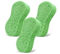 3-Pack Large Natural Cellulose Sponges 7.68" x3.74 x1.38-Super Absorbent and Biodegradable, Extra Thick Foam Kit for All-Purpose Cleaning, Ideal Washing Sponges for Kitchen Bathroom Household, Green