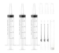 3 Pack Large Syringe with Cap & Stainless Steel Needle, Reusable, Big Feeding & Measuring Syringe for Lab, Plant Watering & Pet Feeding, Industry, Oil & Glue (20ml 3PCS)