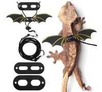 3 Pack Leashes and Harnesses, Adjustable Cool Leather Wing Lizard Reptile Harness - Bearded Dragon Lizard Reptiles (Black)