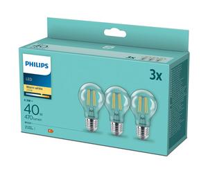 3-pack LED E27 Normal Clear 40W 470lm