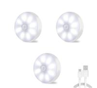 3 Pack LED Lamp with Motion Sensor, Bedside Cabinet Lighting, USB Charging, Under Cabinet Lighting, for Bathroom, Stairs, Corridor, Bedroom, Children's Room, Garage